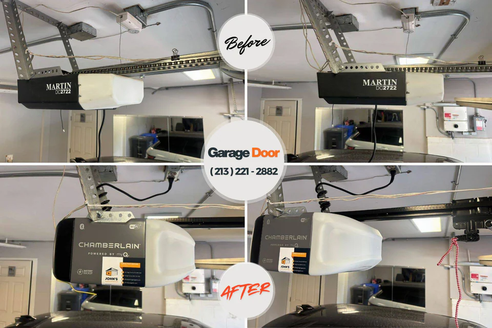 Before and after: garage door repair Ames, TX